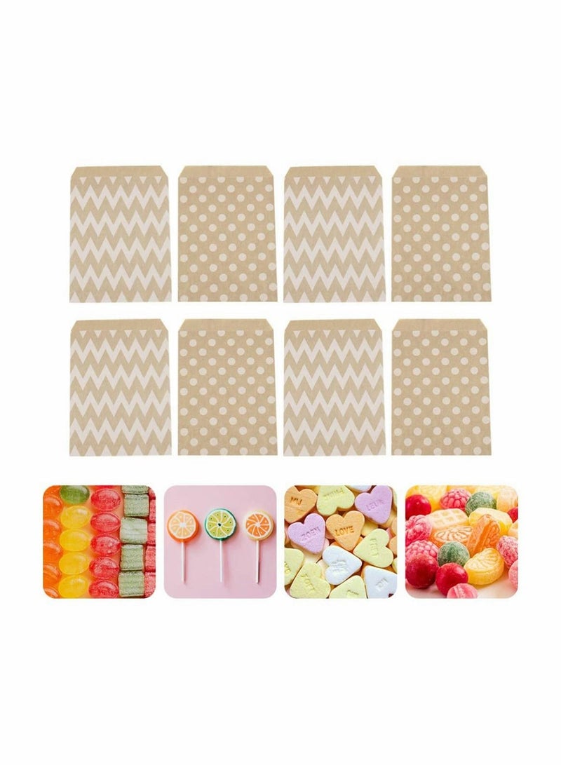 SYOSI Bakery Bags, Kraft Paper Bags Cookie Coffee Bags Gift Wrappers Holiday Party for Bakery Cookies Candies Dessert Chocolate Sandwich Lunch Bags with White Dot or White Wave Pattern 50 Pcs - Image 1