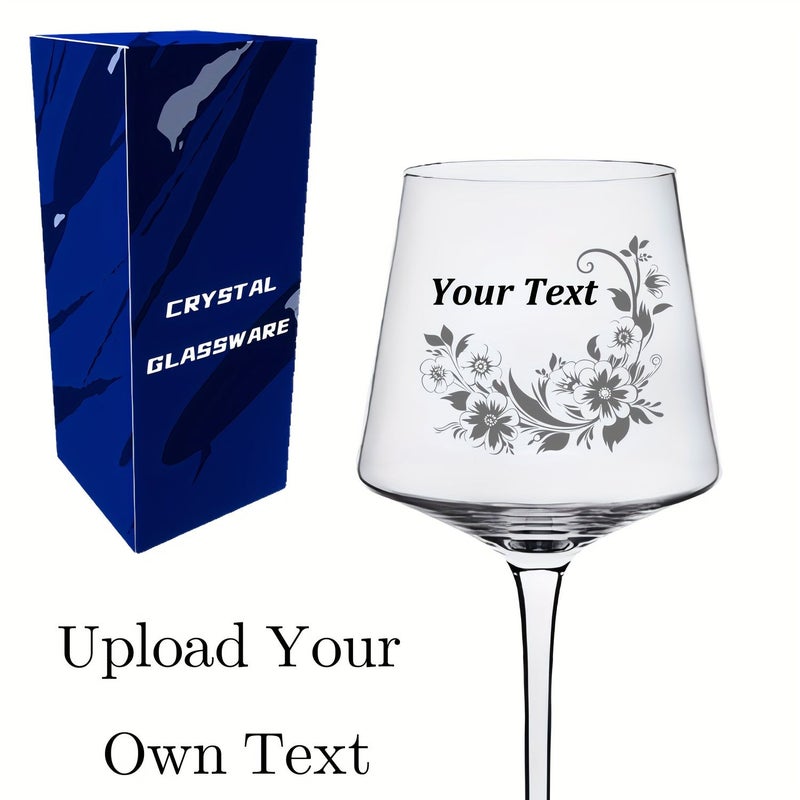 Light Yellow With Pink Bottom Custom Crystal Wine Glass Personalized Birthday Gift - Image 1
