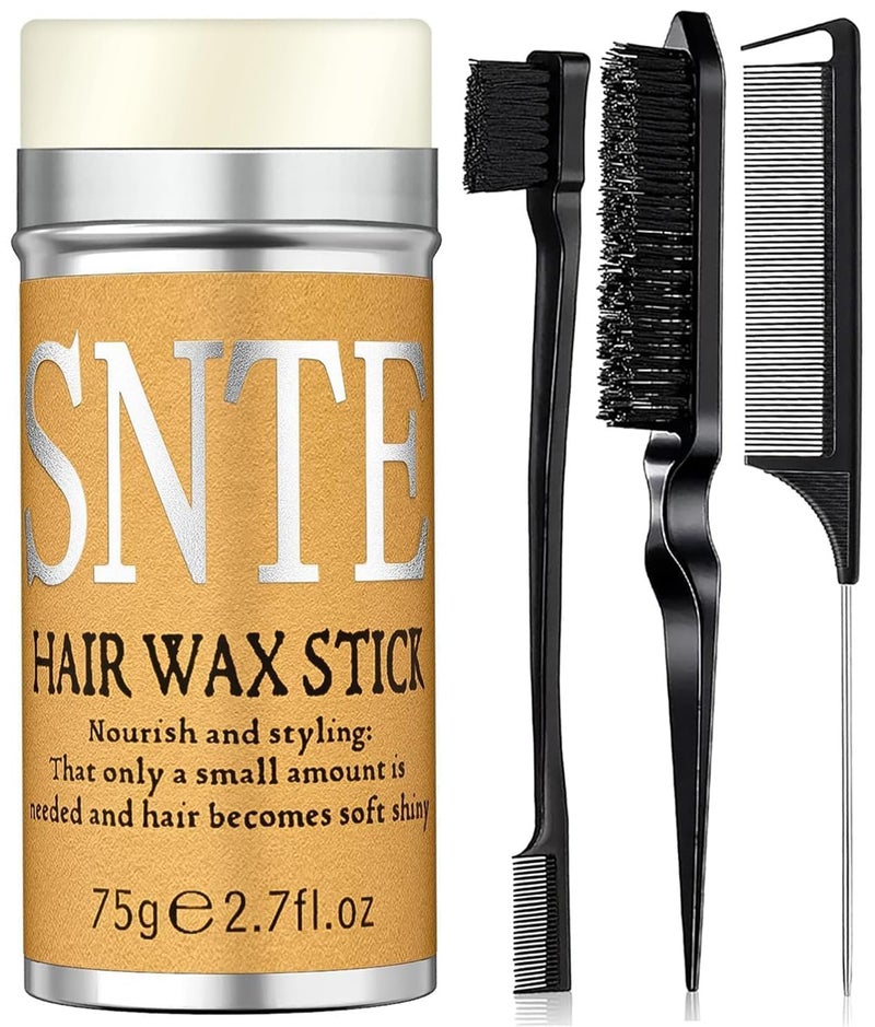 Samnyte Wax Stick for Hair  Styling Combs 4Pcs Wigs Slick Edge Control Teasing Brush Loose Hair Rat Tail Separation Finishing Flyaways 458 Ounce 4