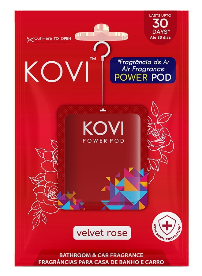 Kovi Air Fragrance Power Pod For Bathroom And Car Long-Lasting Fragrance Of Velvet Rose Infused With Essential Oils Lasts Up To 30 Days 10Gm  - Image 1