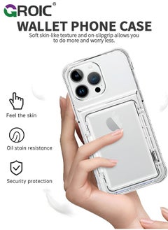 GROIC iPhone 16 Pro Max Case Wallet Clear Flip Cover Kickstand 4 Card Back Pocket Credit Card Holder ID Slot Rugged TPU Bumper PC Hard Protective Armor Hybrid Shell for iPhone 16 Pro Max  - Image 2