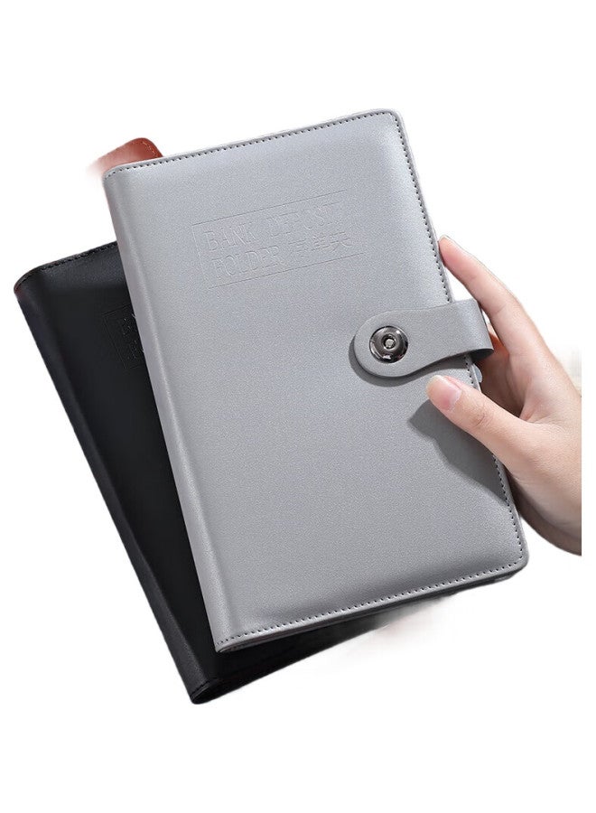 Jiaranheng Jiaran Heng Multi-Functional Savings Deposit Book Organizer, Waterproof Large Capacity Collection Folder For Bank Large Paper Deposit Books, Cards, And Checks, Loose-Leaf Bill Holder, A6 Gray - Image 3