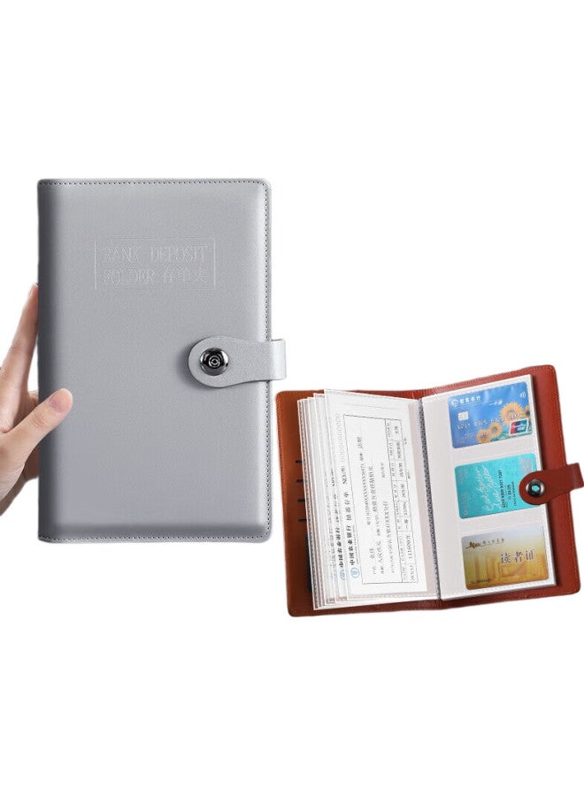 Jiaranheng Jiaran Heng Multi-Functional Savings Deposit Book Organizer, Waterproof Large Capacity Collection Folder For Bank Large Paper Deposit Books, Cards, And Checks, Loose-Leaf Bill Holder, A6 Gray - Image 1