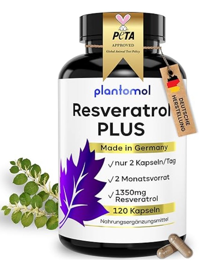 بلانتومول ريزفيراترول بلس – 1350 ملغ ترانس-ريزفيراترول يوميًا، مضاد للأكسدة، 120 كبسولة - Image 1