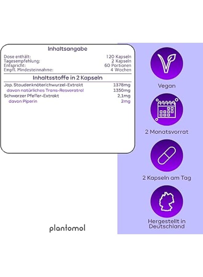 بلانتومول ريزفيراترول بلس – 1350 ملغ ترانس-ريزفيراترول يوميًا، مضاد للأكسدة، 120 كبسولة - Image 5