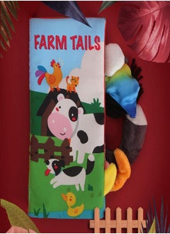 beiens beiens Baby Books Toys, Touch and Feel Crinkle Cloth Books for Babies, Infants & Toddler, Early Development Interactive Car & Stroller Soft Toys for Boys & Girls (Farm Tails-1 Book)  - Image 1