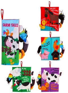 beiens beiens Baby Books Toys, Touch and Feel Crinkle Cloth Books for Babies, Infants & Toddler, Early Development Interactive Car & Stroller Soft Toys for Boys & Girls (Farm Tails-1 Book)  - Image 3