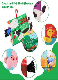 beiens beiens Baby Books Toys, Touch and Feel Crinkle Cloth Books for Babies, Infants & Toddler, Early Development Interactive Car & Stroller Soft Toys for Boys & Girls (Farm Tails-1 Book)  - Image 2