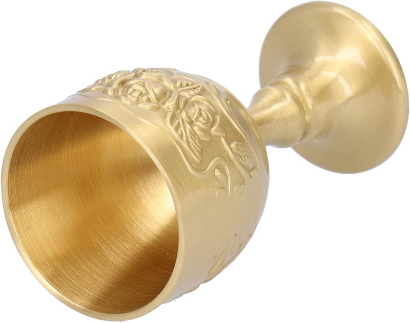 Goblet Vintage Brass Cup Goblet Chalice Wine Cup Embossed Rose Milk Tea Wine Whiskey Small Goblet Party Supplies(Small) - Image 5