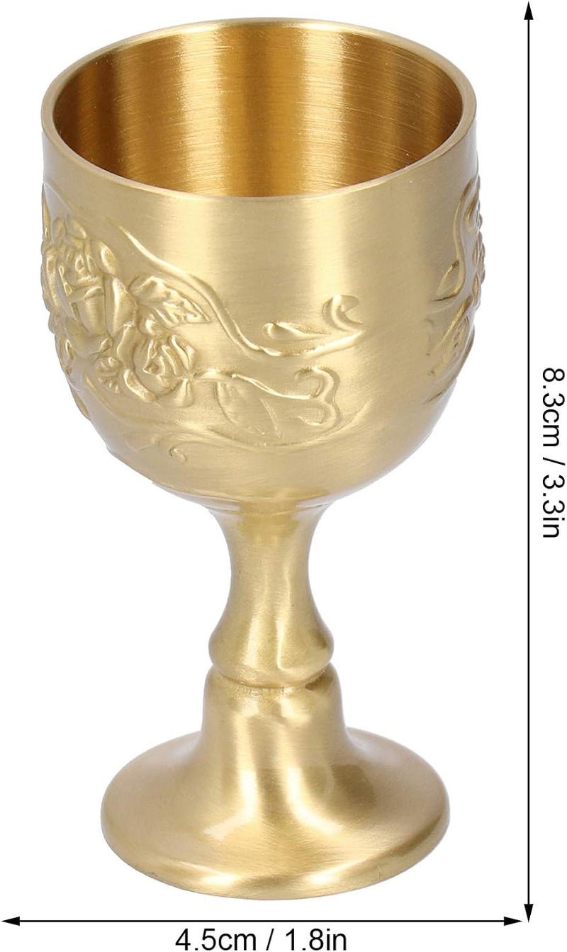 Goblet Vintage Brass Cup Goblet Chalice Wine Cup Embossed Rose Milk Tea Wine Whiskey Small Goblet Party Supplies(Small) - Image 2