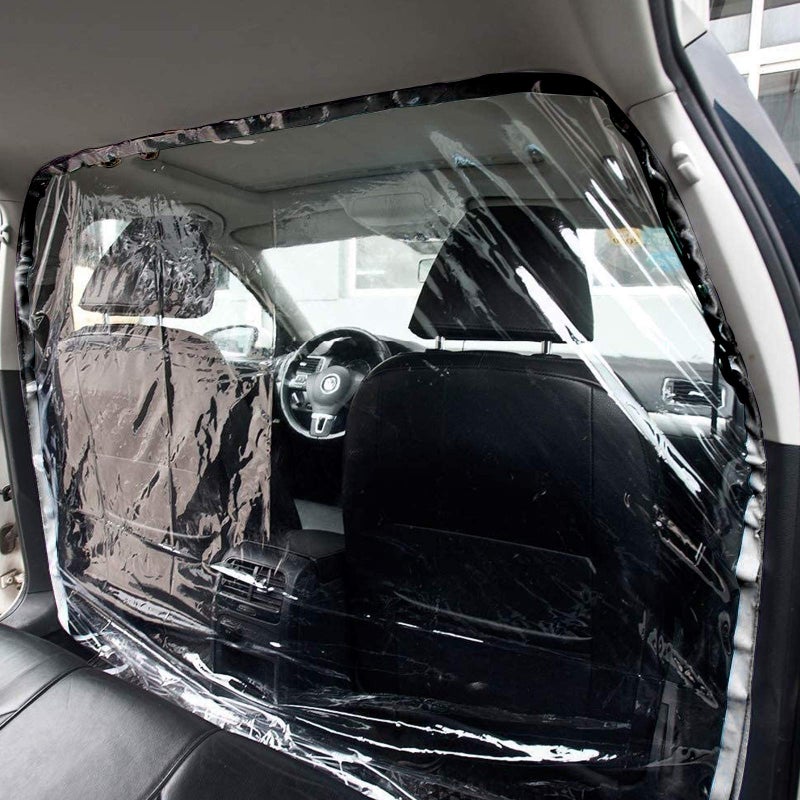 REKOBON Car Taxi Isolation Film Fully Enclosed AntiSaliva Transparent Protective Cover Partition Screen Protective Net for Car SUV Front and Rear 14x2M Plastic
