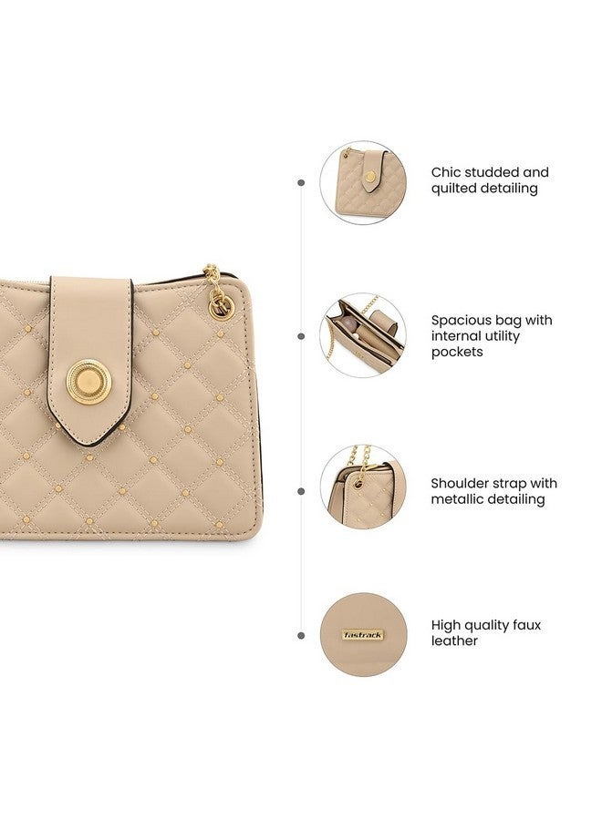 Fastrack Embellished PU Structured Sling Bag for Women, Girls and Ladies | With Chain Sling Straps - Image 4