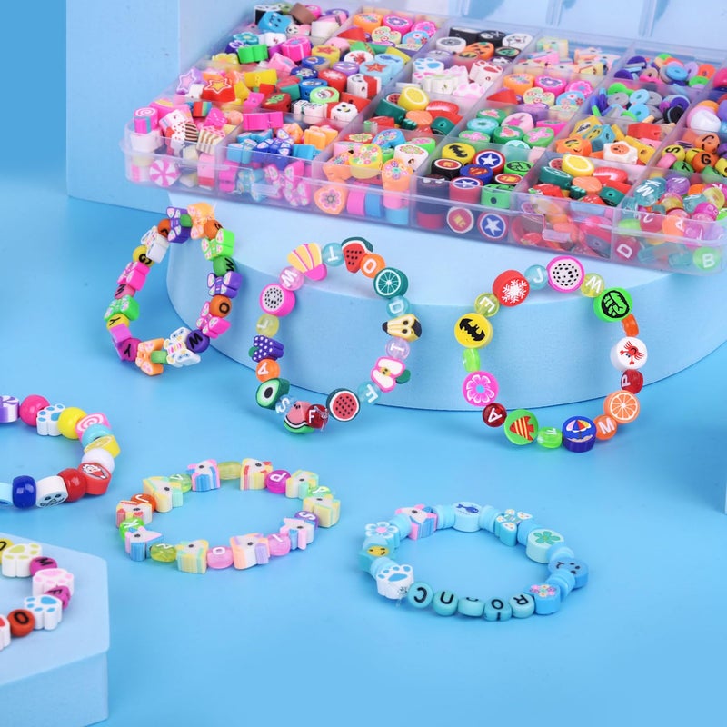BBita 1000PCS Sports Polymer Clay Beads Bracelet Making kit, 24 Style Cute Fun Ball Beads Baseball Basketball Soccer Rugby Volleyball Football Charms, DIY Bracelet Making kit - Image 5