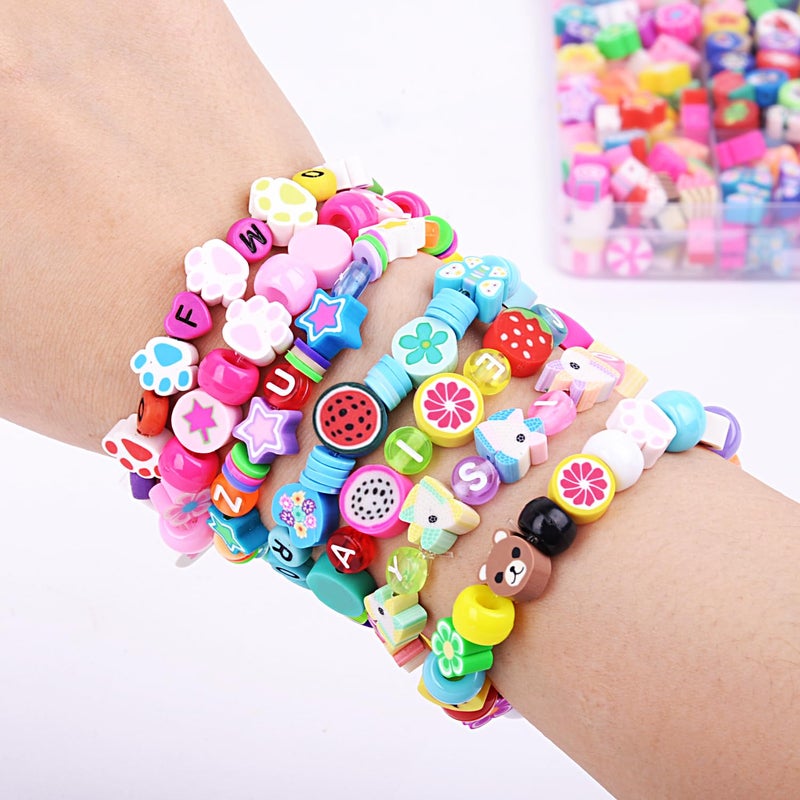 BBita 1000PCS Sports Polymer Clay Beads Bracelet Making kit, 24 Style Cute Fun Ball Beads Baseball Basketball Soccer Rugby Volleyball Football Charms, DIY Bracelet Making kit - Image 3