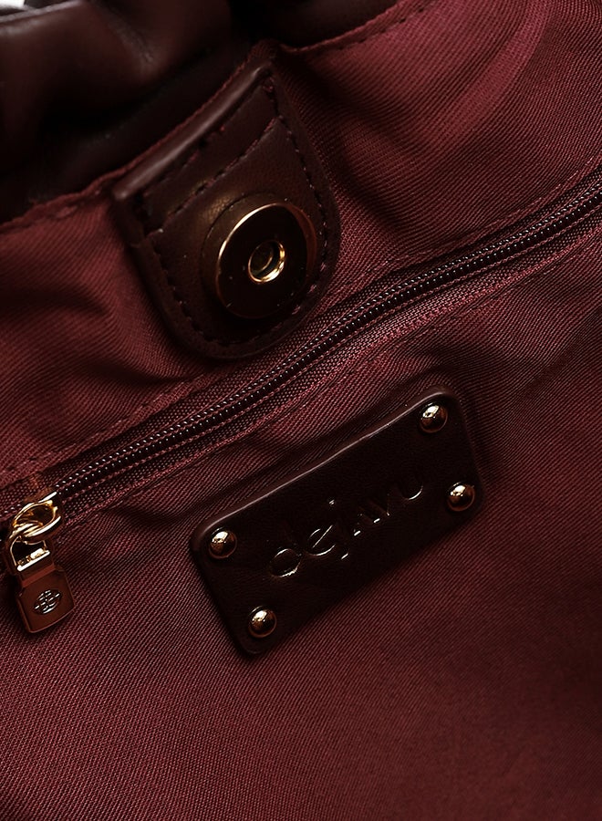 Dejavu BAGS LID-DVTX-030 Solid Plain Chic Burgundy Handbag For Women, UN - Image 5