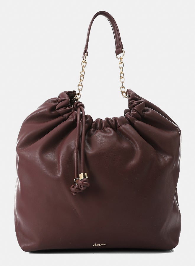 Dejavu BAGS LID-DVTX-030 Solid Plain Chic Burgundy Handbag For Women, UN - Image 1