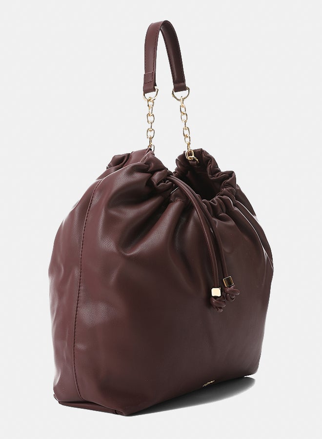 Dejavu BAGS LID-DVTX-030 Solid Plain Chic Burgundy Handbag For Women, UN - Image 2