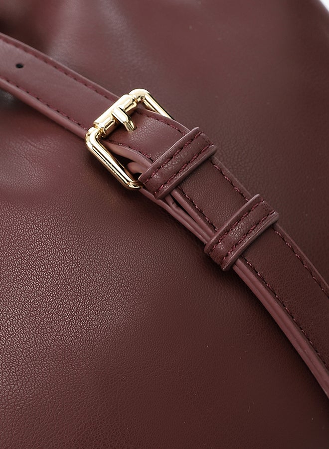 Dejavu BAGS LID-DVTX-030 Solid Plain Chic Burgundy Handbag For Women, UN - Image 4