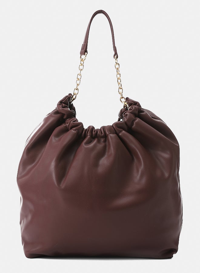 Dejavu BAGS LID-DVTX-030 Solid Plain Chic Burgundy Handbag For Women, UN - Image 3