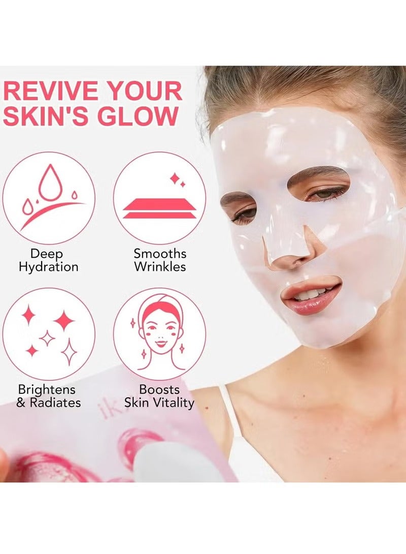 IKZEE Bio Collagen Deep Hydration Mask Nourishing Smooth Real Deep Mask Reduce Wrinkles Facial Pores and Fine Lines Reduce Skin Dryness Deep Hydration Bio Collagen Face Mask 4Pcs - Image 5