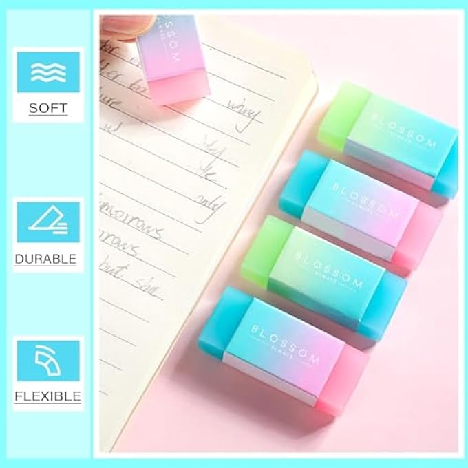 Blossom ERASERS FOR KIDS DRAWING WRITING - RUBBER COLORED PENCIL ERASER, AESTHETIC JELLY ERASERS, CUTE ARTIST SUPPLIES FOR OFFICE SCHOOL STUDENTS SKETCH 30 PCS - Image 5