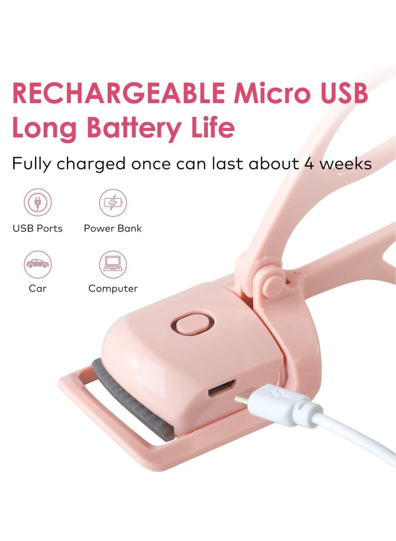 Generic Heated eyelash curler, electric quick heating eyelash curler with 2 heating modes, suitable for women's makeup quick natural eyelash curler, pink  - Image 2