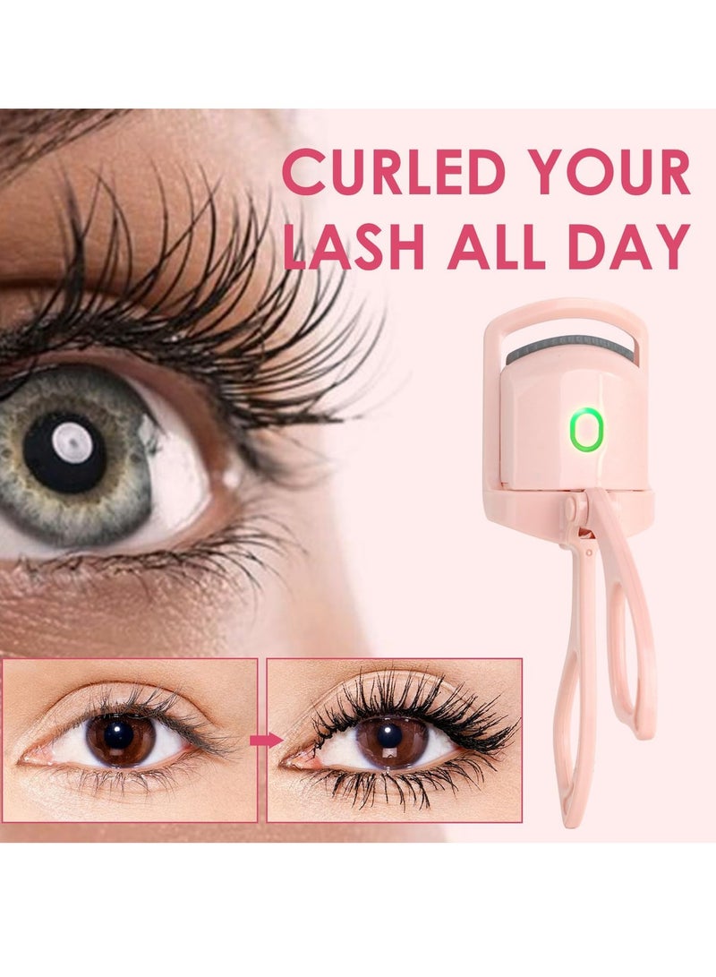Generic Heated eyelash curler, electric quick heating eyelash curler with 2 heating modes, suitable for women's makeup quick natural eyelash curler, pink  - Image 4