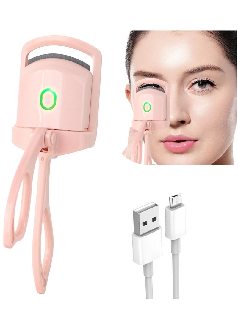Generic Heated eyelash curler, electric quick heating eyelash curler with 2 heating modes, suitable for women's makeup quick natural eyelash curler, pink  - Image 1