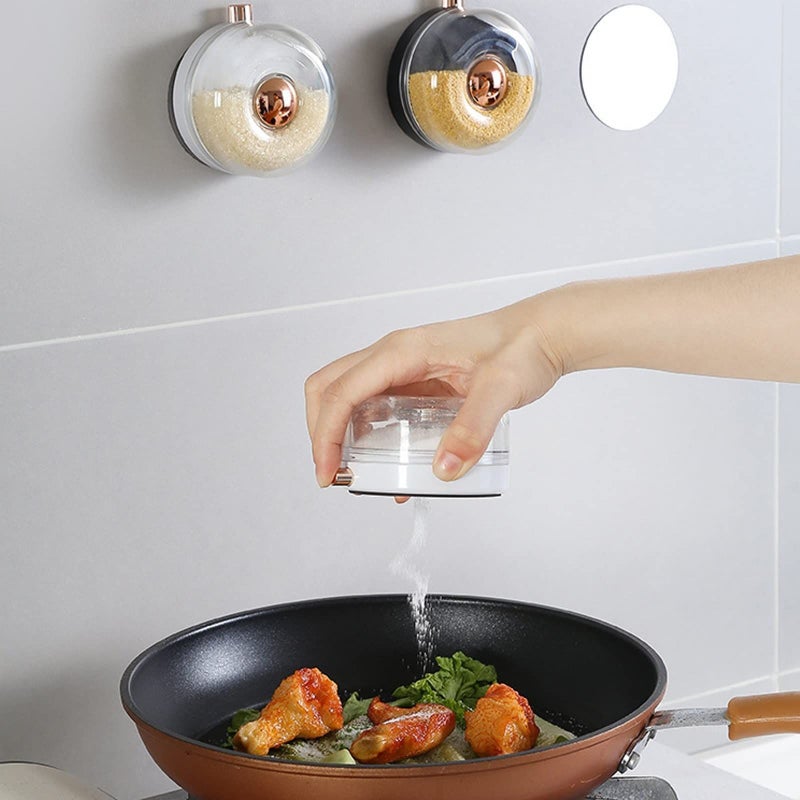 White Stainless Steel Magnetic Spice Jar Set Wall Mounted Sealed Storage - Image 4
