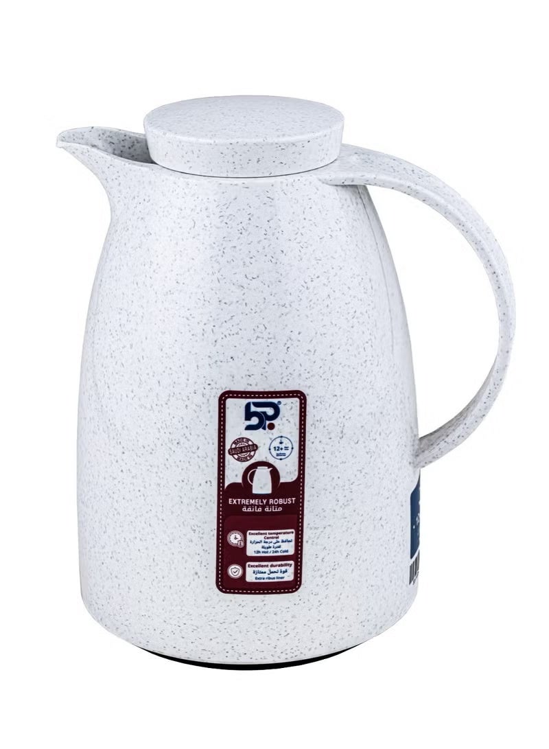 بي بي ترمس شاي وقهوة أبيض منقط من البصرة، سعة 1 لتر