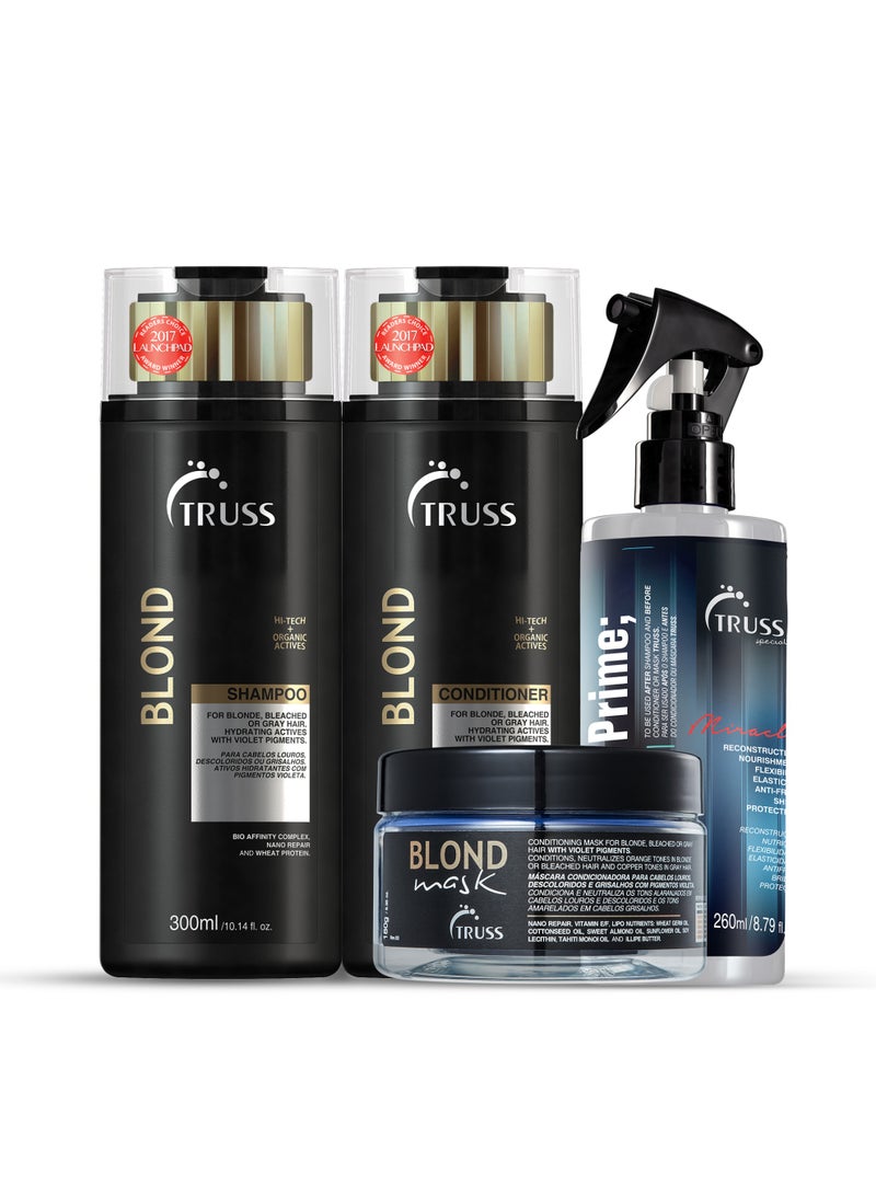 TRUSS Professional Blond Hair Care Set, Shampoo and Conditioner (300 ML) Each, Blond Hair Mask (180 G), Get Leave-In Spray (260 ML) FREE - Image 1