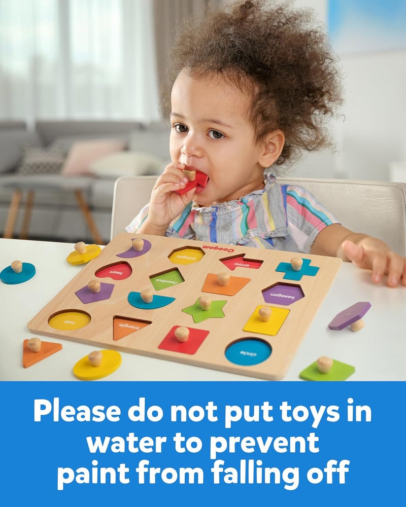 Coogam Montessori Wooden Shape Peg Puzzle, 16-Piece Color Matching Sorting Board, Educational Toy for Toddlers 3-5  Years - Image 2