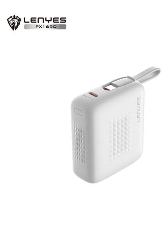 Lenyes Feature-Rich 10,000mAh Lenyes PX169D Mini Power Bank with Integrated Cable, LED Display, and Pass-Through Charging