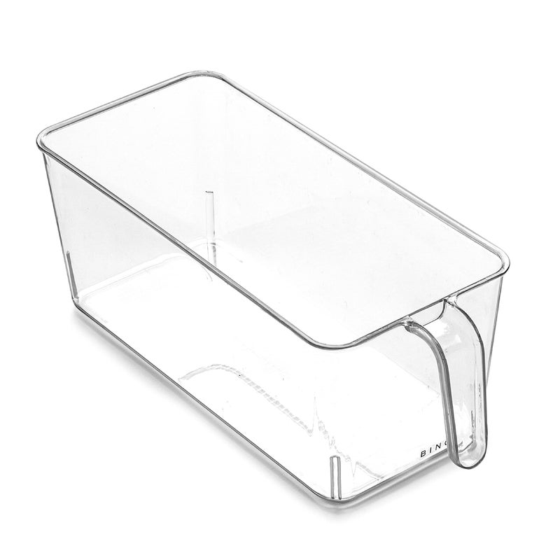 BINO Clear Storage Organizer Medium THE HOLDER COLLECTION Clear Containers for Organizing with Builtin Handles Pantry Organization and Storage Fridge Organizer Smart Bin Cabinet