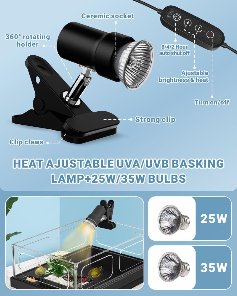 GOZILLA Small Turtle Tank Kit(Tank+Lamp+Filter), Acrylic Turtle Starter Kit with Adjustable Lamp, Reptile Habitat and Terrarium with Multi-Functional Areas for Small Reptiles. (Black Kit) - Image 4