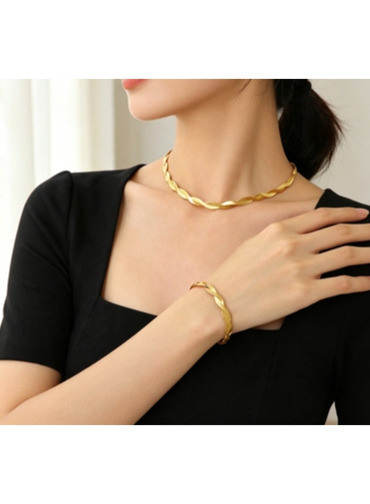 LATEEN 18K Gold Plated Jewelry Set, Matching Choker Necklace & Bracelet for Women, Premium Luxury Jewelry for Daily Styling & Gift Giving - Image 2