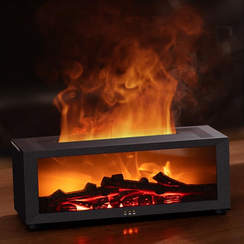 SENMUL Eseential Oil Diffuser, Fireplace Flame Oil Diffuser - Aromatherapy Aroma Humidifier, Upgrade 7 Flame Colors Noiseless 150ml Remote Control - Perfect for Bedroom Home Office (Fireplace Black) - Image 1