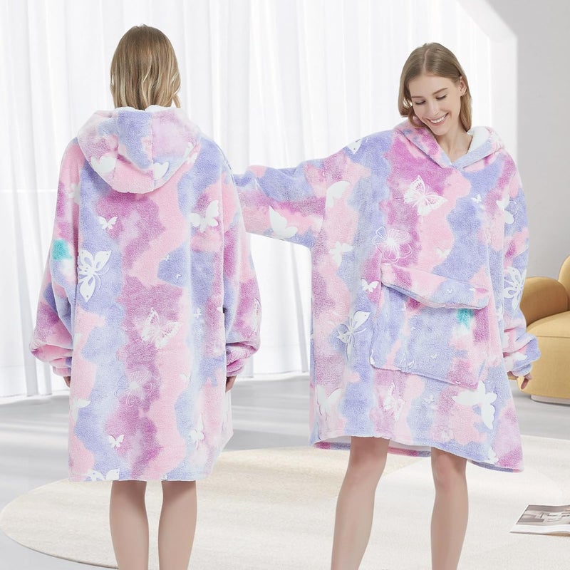 Fiosnow Glow in the Dark Butterfly Blanket Hoodies for Women and Men Adult Oversize Wearable Blanket Hoodies for Soft and Warm - Image 5