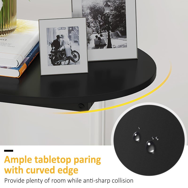 Hosfais Small Side Table End Table, C-Shaped Wood Coffee Table TV Tray for Eating Couch Tables for Small Space, Living Room, (Black) - Image 5