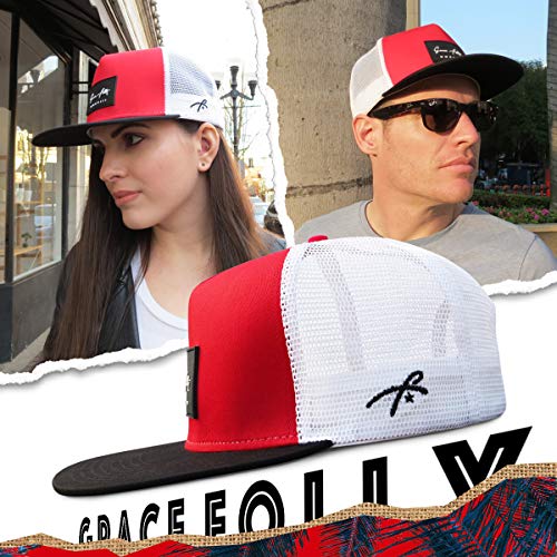Grace Folly Trucker Hat for Men & Women. Snapback Mesh Caps (US, Alpha, One Size, One Size, Red & Black) - Image 3