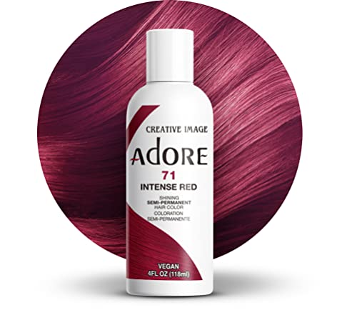 Adore Semi Permanent Hair Color Vegan and CrueltyFree Red Hair Dye 4 Fl Oz 071 Intense Red Pack of 1