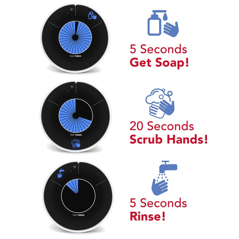 TIME TIMER WASH — 30 Second Visual Timer Promoting Proper Hand Washing for Preschool, Kindergarten and Adults, Hands Free, Touch-Less Handwashing, Bathroom Timer with Optional Music Sound - Image 3