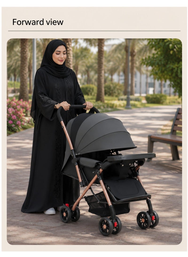 ف.ا.م.س عربة أطفال فاخرة قابلة للطي بتصميم مدمج مع مقعد قابل للعكس، وضعيات استلقاء متعددة، ناموسية وصينية طعام - Image 5
