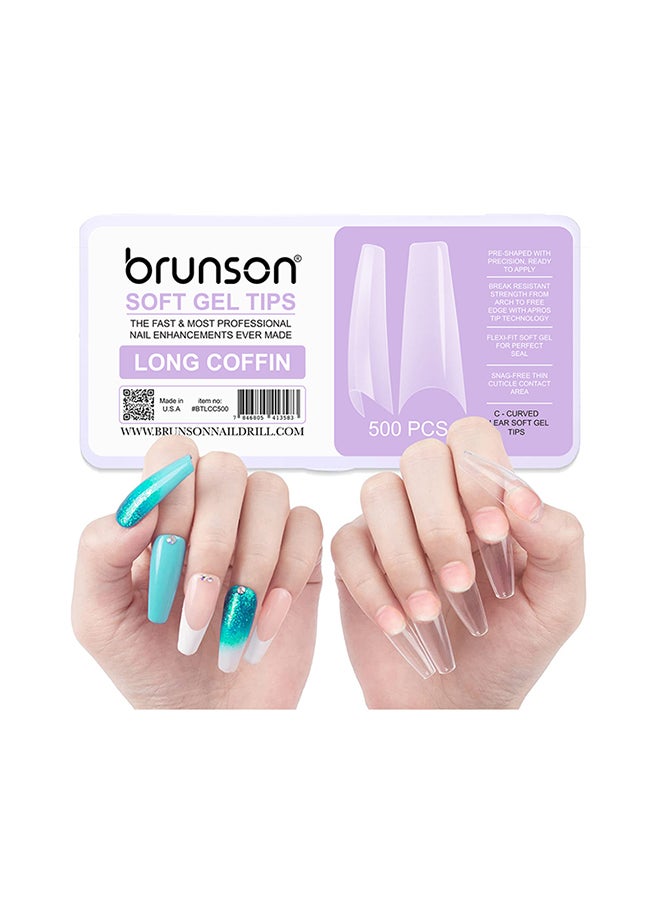 brunson False Nail Tips Soft Gel Extension Artificial BTLCC500 - Image 1