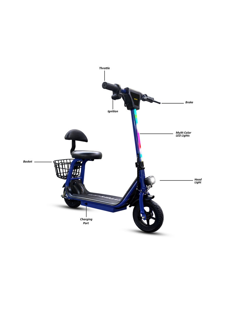 MYTOYS MT390 2025 Kids Electric Scooter With Seat Led Light On Handle And Deck, Bluetooth Speaker, Key Start,250W Brushless Motor Three Speed Modes 18Km/H Electric Scooter For Kids - Image 5