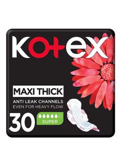 Kotex Anti-Leak Maxi Thick Pads with Wings - Super 30 Pads  - Image 1