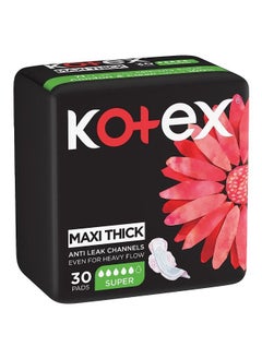 Kotex Anti-Leak Maxi Thick Pads with Wings - Super 30 Pads  - Image 2