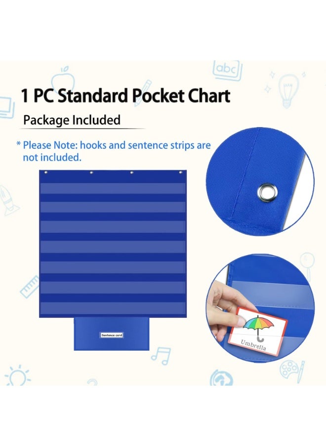 Standard Pocket Charts, Wall Hanging Pocket Charts Back To School Supplies, Standard Sentence Strips And Word Cards, Clear Chart For Teacher Lessons In Classroom Or Home Use, Bule - Image 3