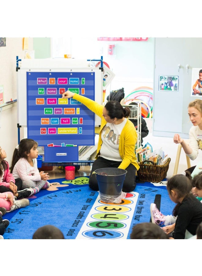 Standard Pocket Charts, Wall Hanging Pocket Charts Back To School Supplies, Standard Sentence Strips And Word Cards, Clear Chart For Teacher Lessons In Classroom Or Home Use, Bule - Image 2