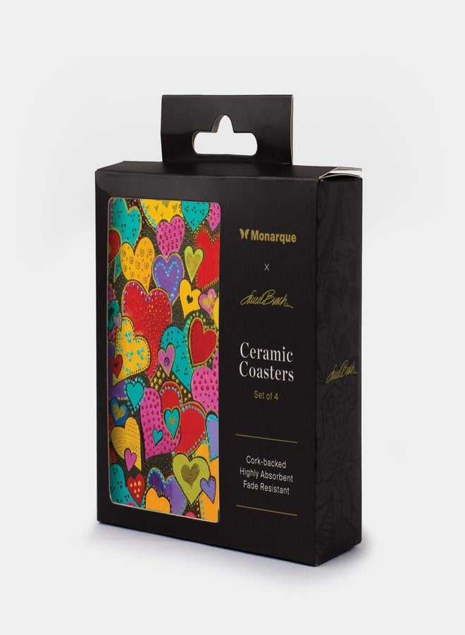 Monarque Ceramic Drink Coasters, Set of Four, Laurel Burch (Dancing Hearts) - Image 2